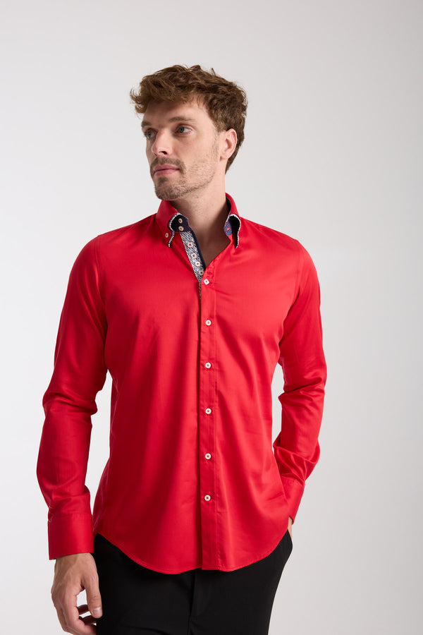 Marco Polo Iconic Herren Hemd Satin Rot