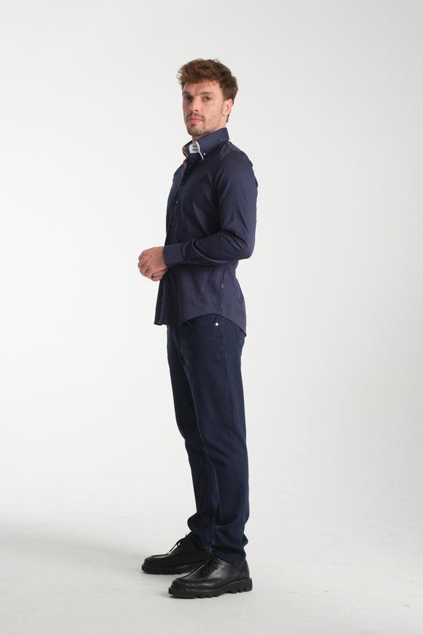 Marco Polo Iconic Herren Hemd Satin Blau