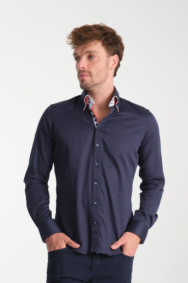 Marco Polo Iconic Herren Hemd Satin Blau