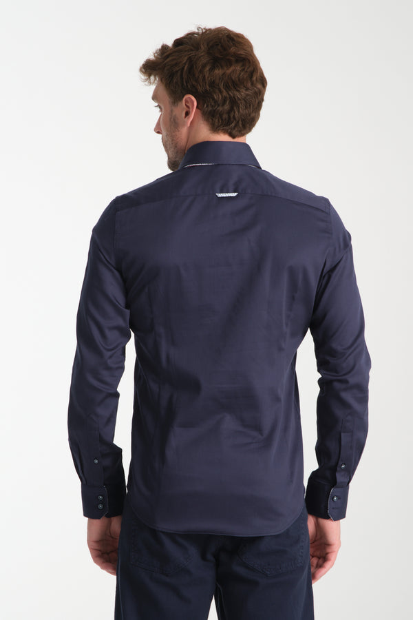 Marco Polo Iconic Herren Hemd Satin Blau