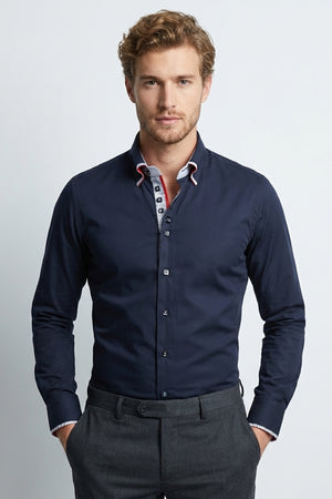 Camicia a Mezze maniche Regular Fit Collo Button-Down, in Fil a Fil di Cotone Camicia a Mezze maniche Regular Fit Collo Button-Down, in Fil a Fil di Cotone
