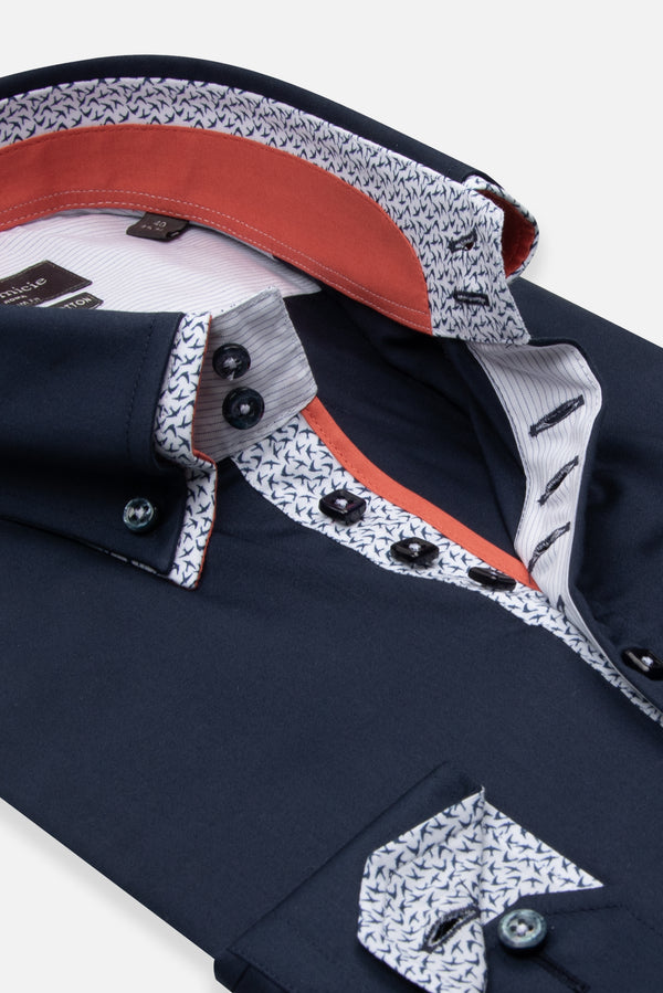 Marco Polo Iconic Herren Hemd Satin Blau