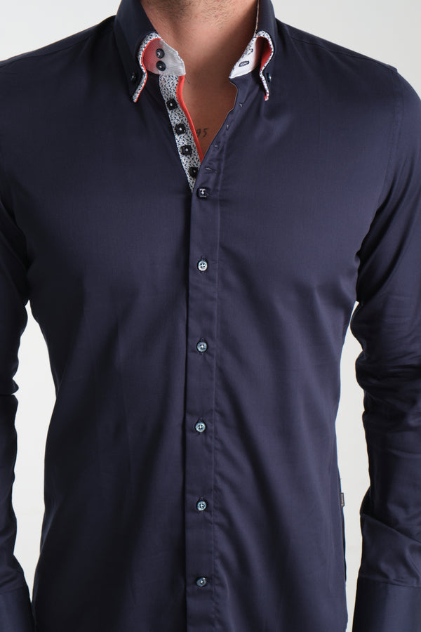 Marco Polo Iconic Herren Hemd Satin Blau