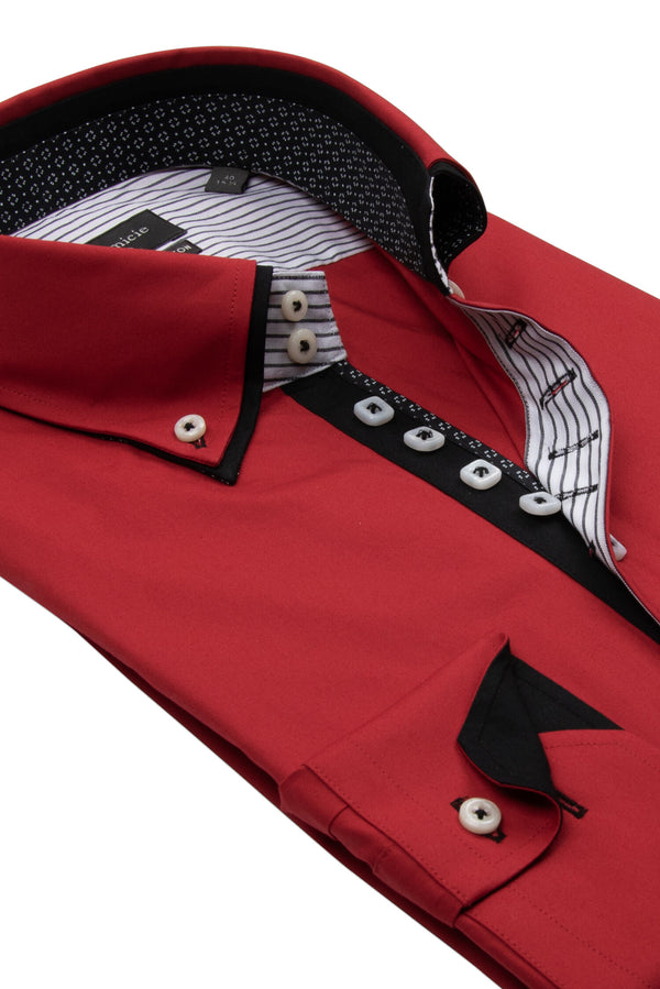 Marco Polo Iconic Herren Hemd Poplin Stretch Rot