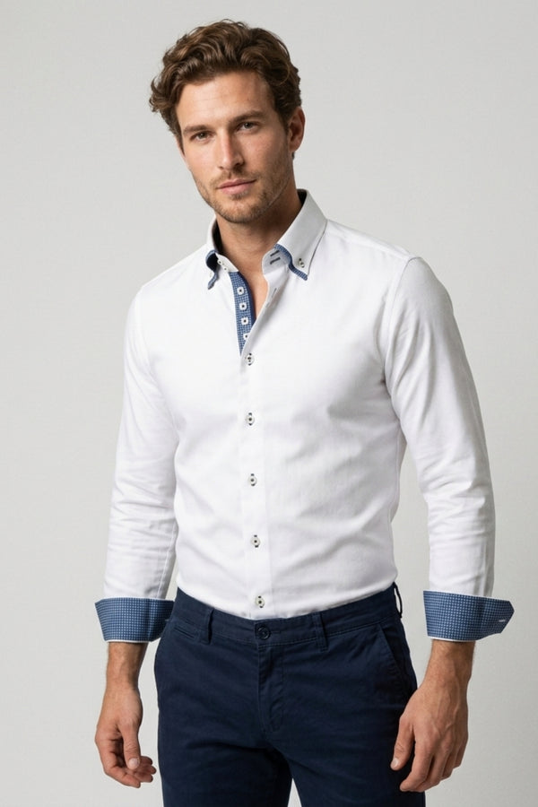 Marco Polo Iconic Satin Men’s Shirt White