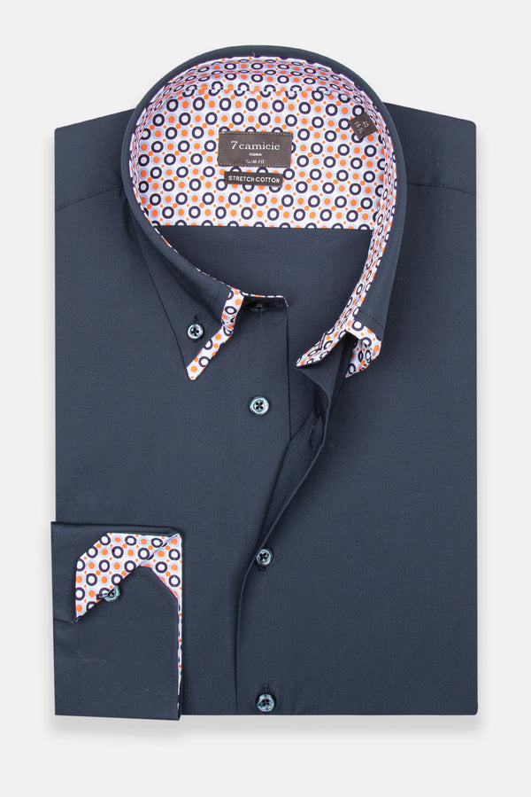 Camicia Uomo Sport Popelin Stretch Blu