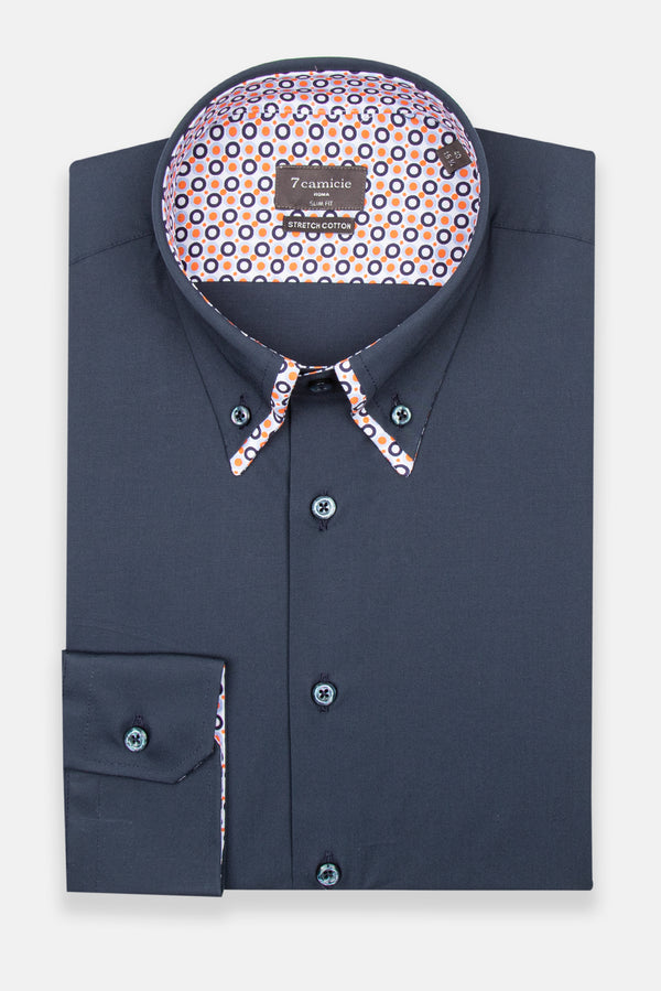 Camicia Uomo Sport Popelin Stretch Blu