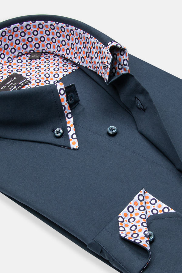 Camicia Uomo Sport Popelin Stretch Blu