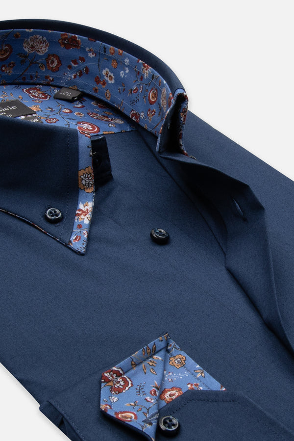 Camicia Uomo Sport Popelin Stretch Blu