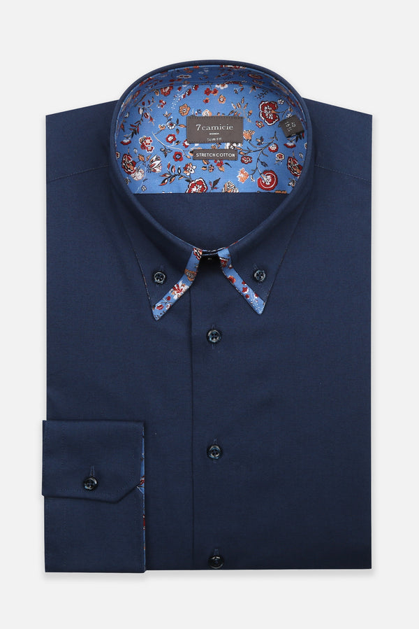 Camicia Uomo Sport Popelin Stretch Blu