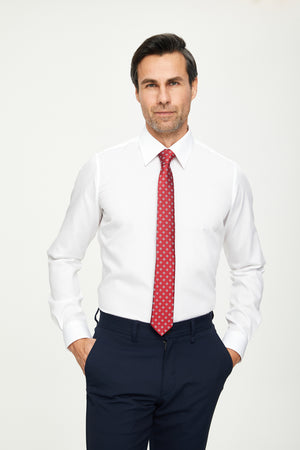 Herren Krawatte Mikrofaser Rot Weiss