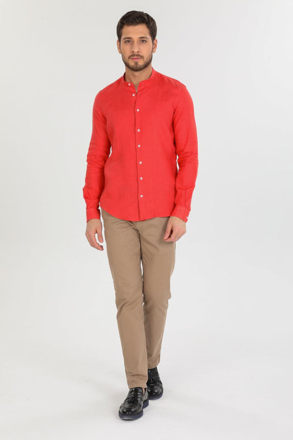 Caravaggio Essentials Linen Man Shirt Red