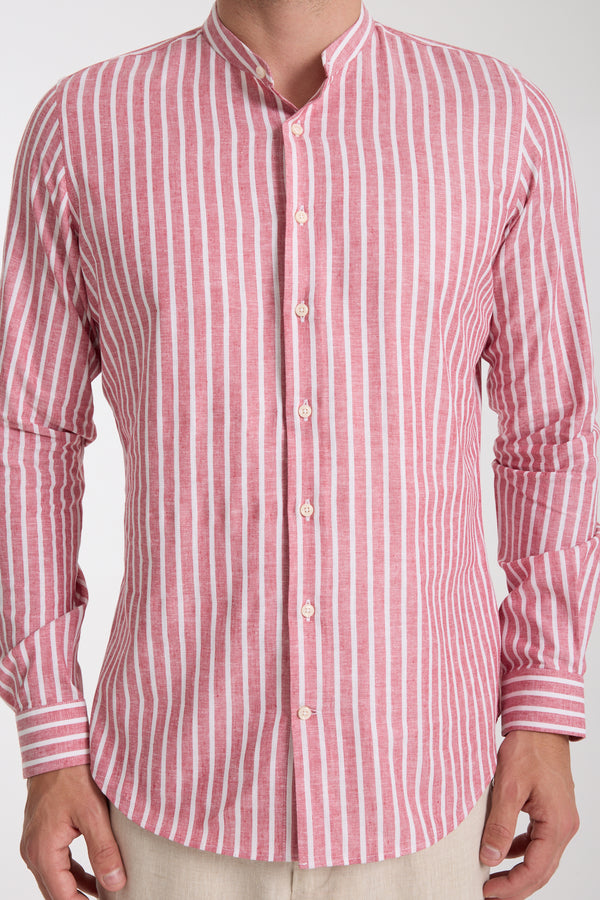 Camisa Hombre Caravaggio Essential Lino Rojo Blanco
