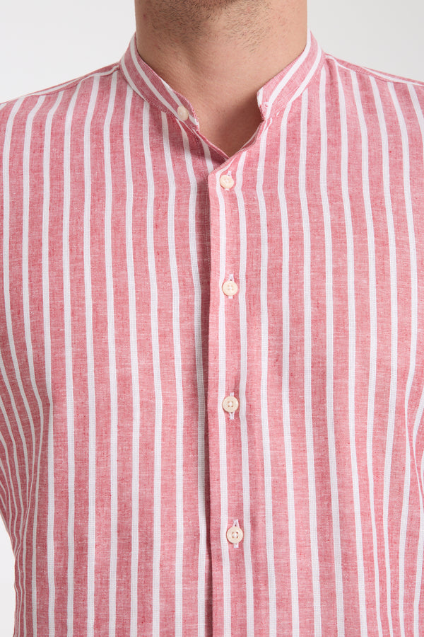 Camisa Hombre Caravaggio Essential Lino Rojo Blanco