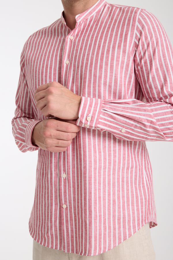 Camisa Hombre Caravaggio Essential Lino Rojo Blanco