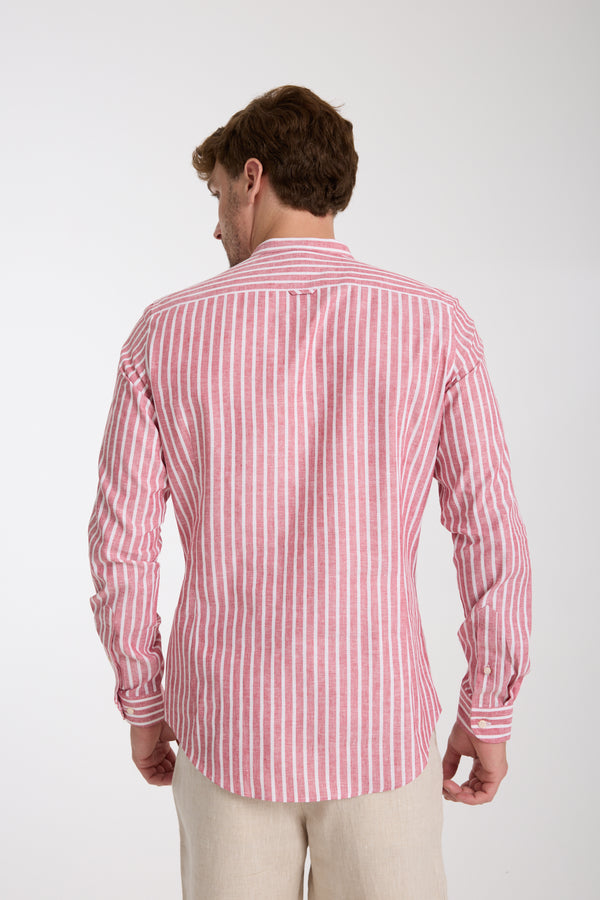 Camisa Hombre Caravaggio Essential Lino Rojo Blanco