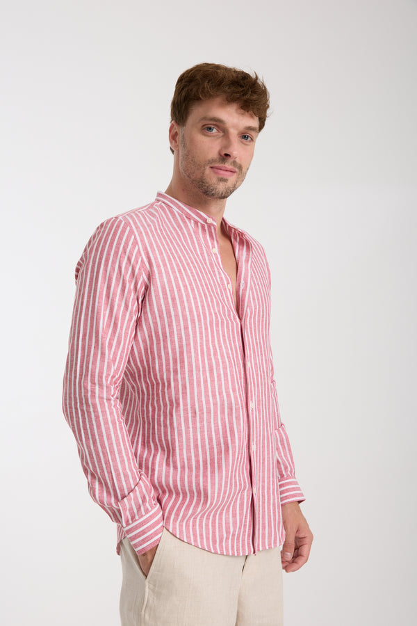 Camisa Hombre Caravaggio Essential Lino Rojo Blanco