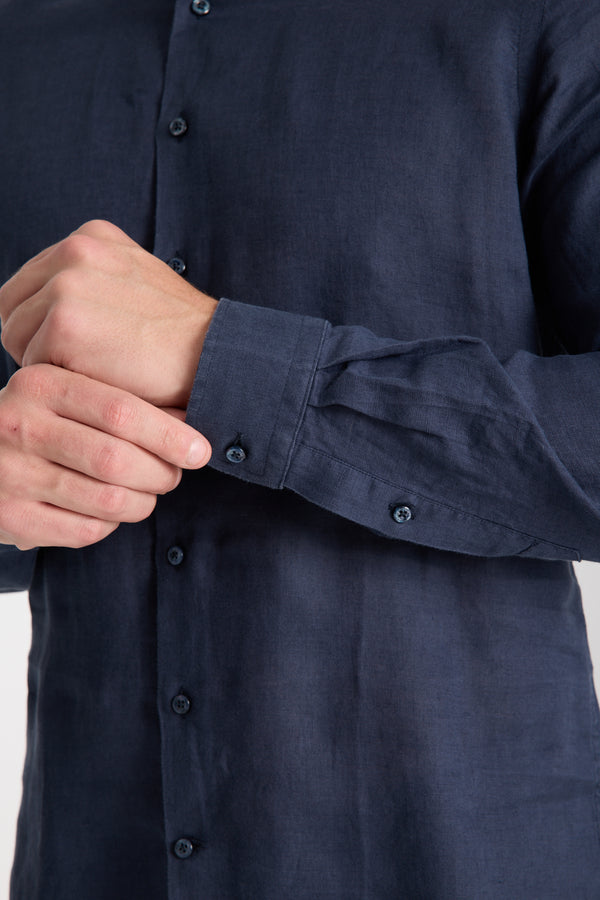 Caravaggio Essential Herren Hemd Leinen Blau