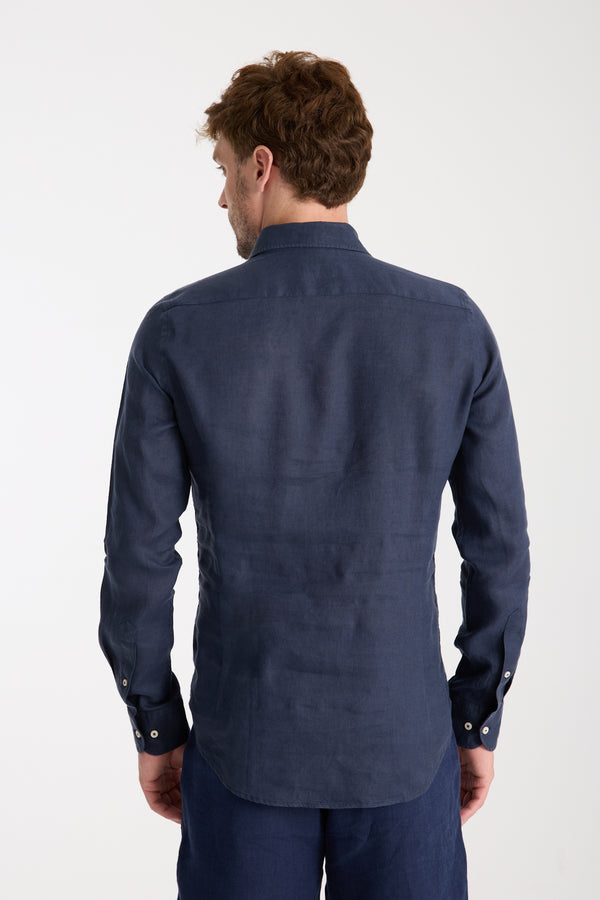 Caravaggio Essential Herren Hemd Leinen Blau