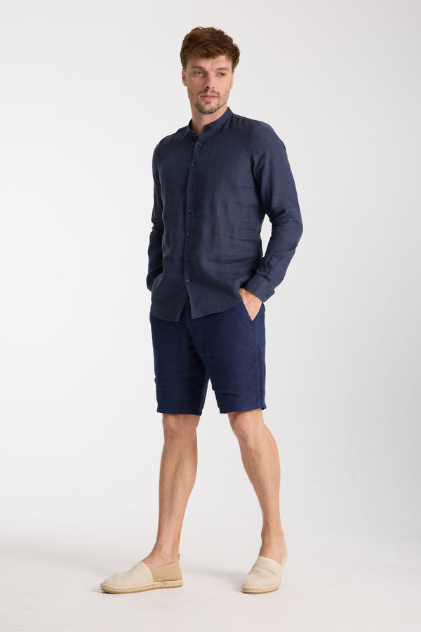 Caravaggio Essential Herren Hemd Leinen Blau