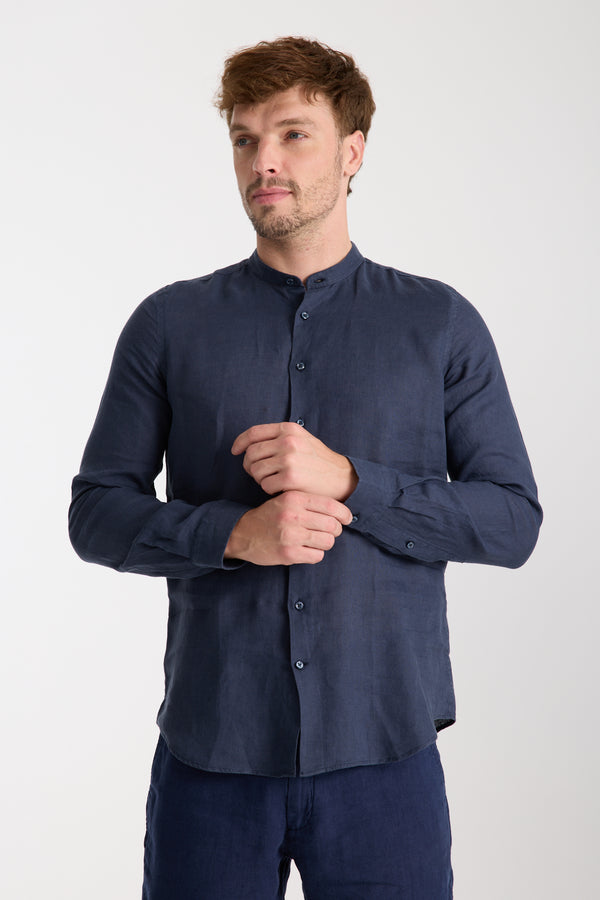 Caravaggio Essential Herren Hemd Leinen Blau