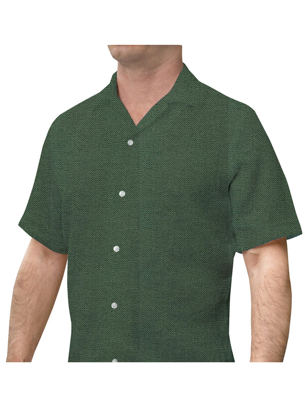 Chemise Homme Manche Courte Hawaii Sport Lin Vert