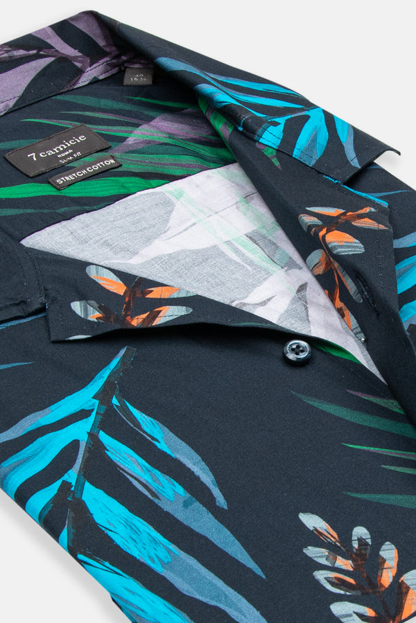 Hawaii Poplin Man Shirt Blue Light Blue