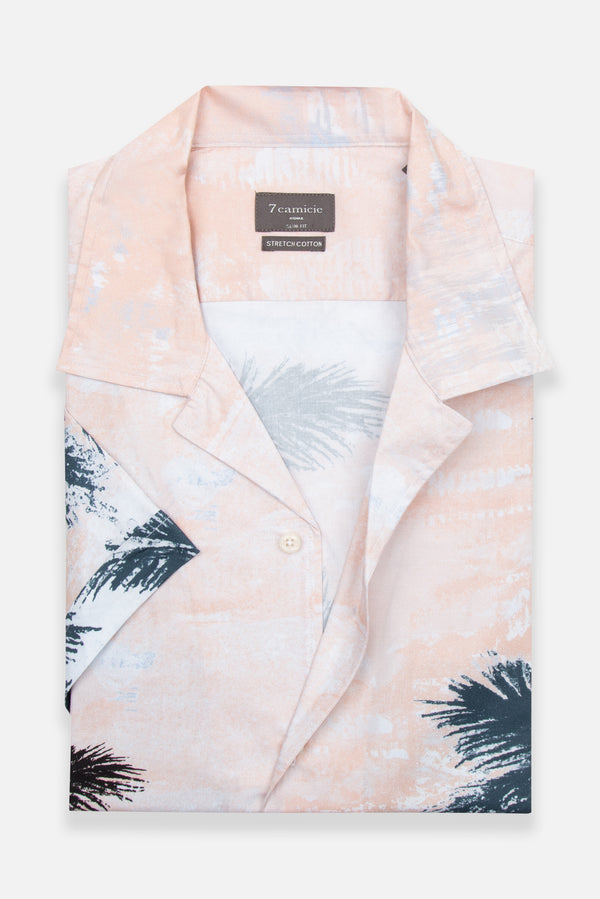Hawaii Sport Herren Hemd Kurzarm Poplin Stretch Grun Rosa