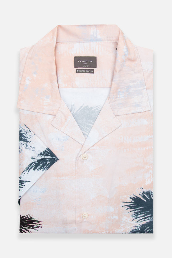 Hawaii Sport Herren Hemd Kurzarm Poplin Stretch Grun Rosa