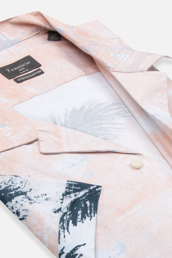 Hawaii Sport Herren Hemd Kurzarm Poplin Stretch Grun Rosa