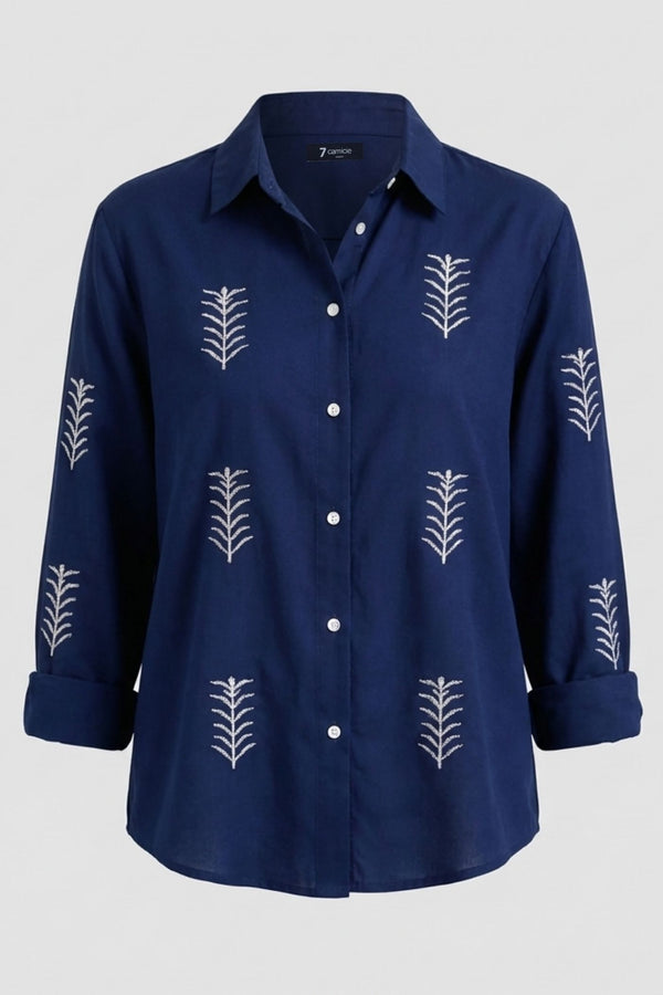 Chemise Femme Sport Coton Bleu Blanc