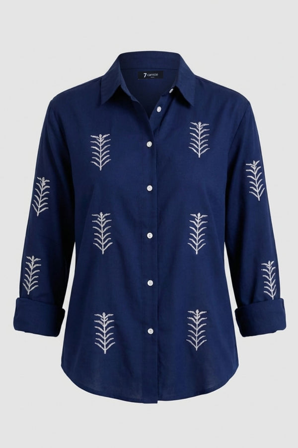 Chemise Femme Sport Coton Bleu Blanc