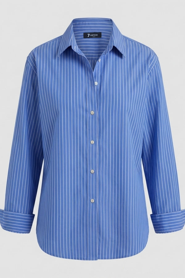 Chemise Femme Sport Poly coton Bleu Blanc