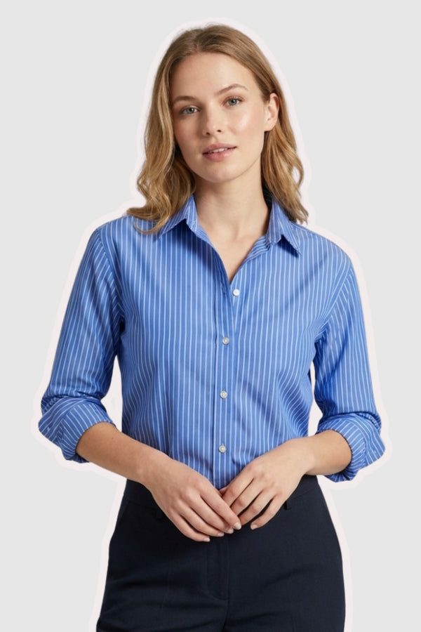 Chemise Femme Sport Poly coton Bleu Blanc