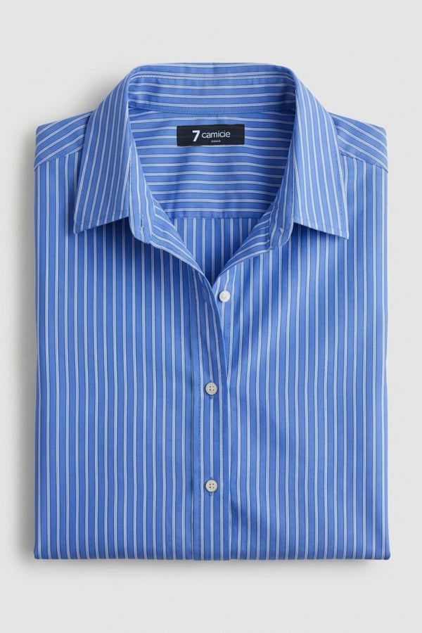 Chemise Femme Sport Poly coton Bleu Blanc