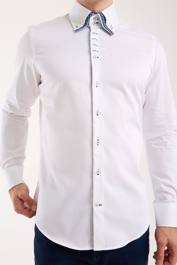 Camicia Uomo Vesuvio Iconic Satin Bianco