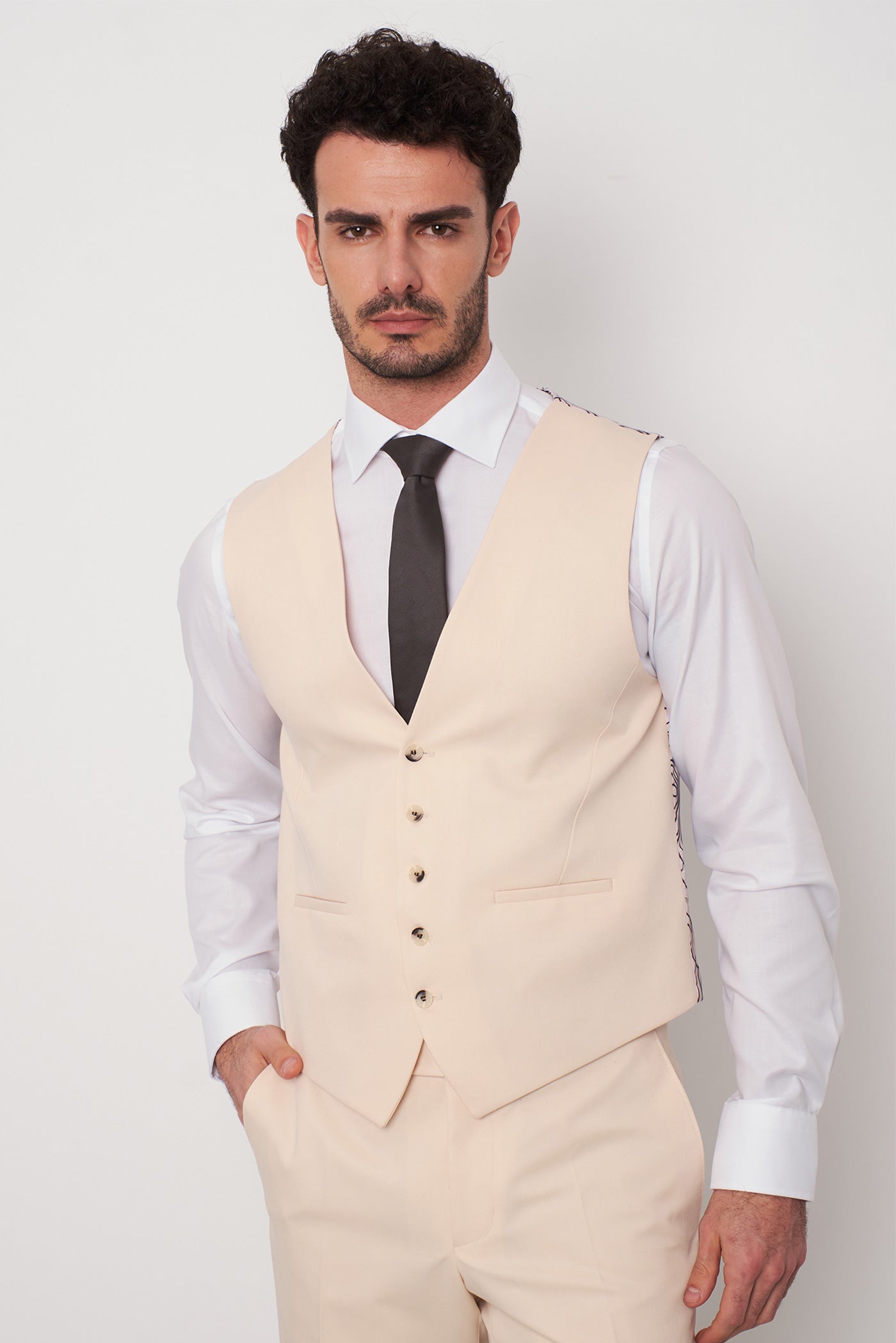 Chaleco Hombre Microfibra Beige – Camicie - Main Image