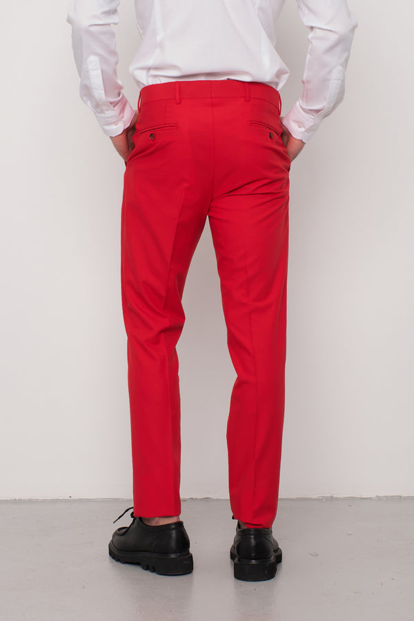 Polyviscose Man Pant Red