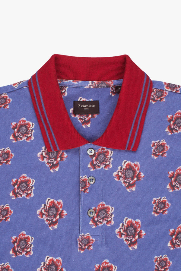 Piquet Man Polo Blue Red