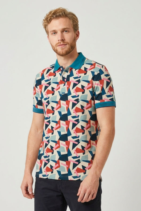 Polo Homme Piquet Blanc Rouge