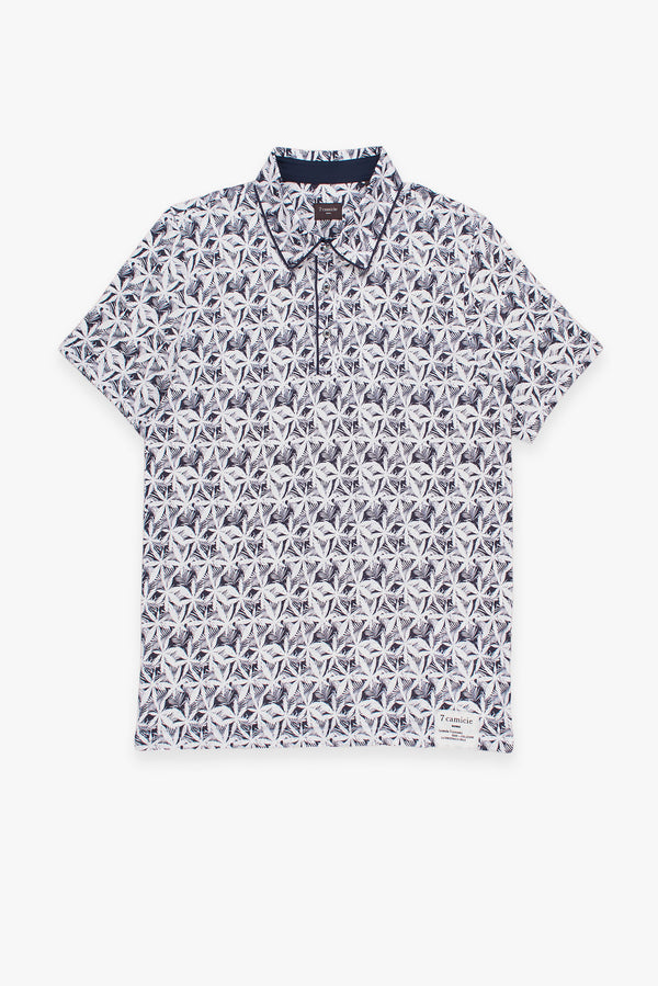 Cotton Man Polo Blue White