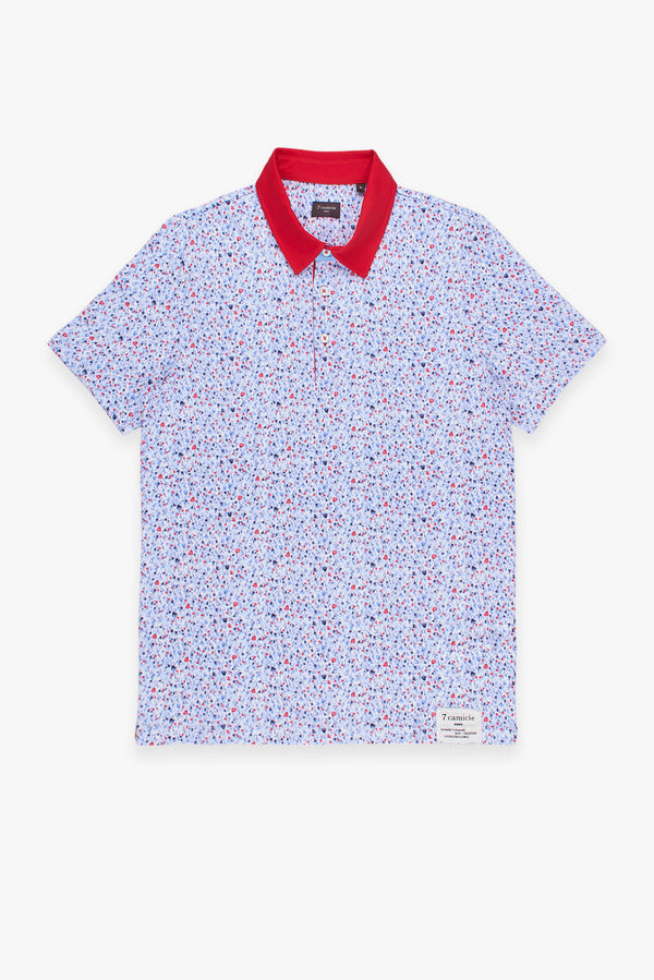 Cotton Man Polo White Red