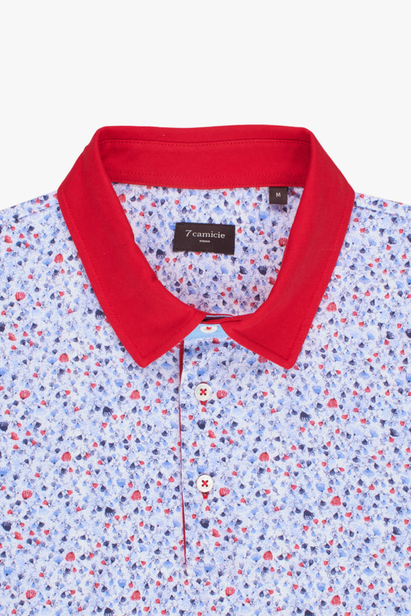 Cotton Man Polo White Red