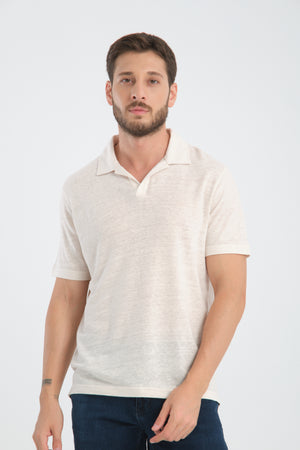 Polo Hombre Lino Blanco
