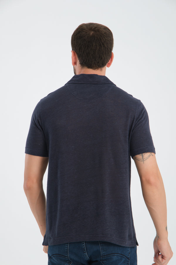 Polo Hombre Lino Azul