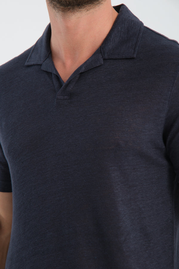 Polo Hombre Lino Azul