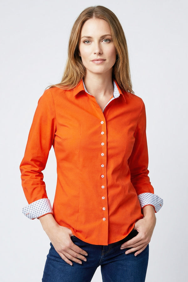 Beatrice Sport Poplin Stretch Women Shirt Orange