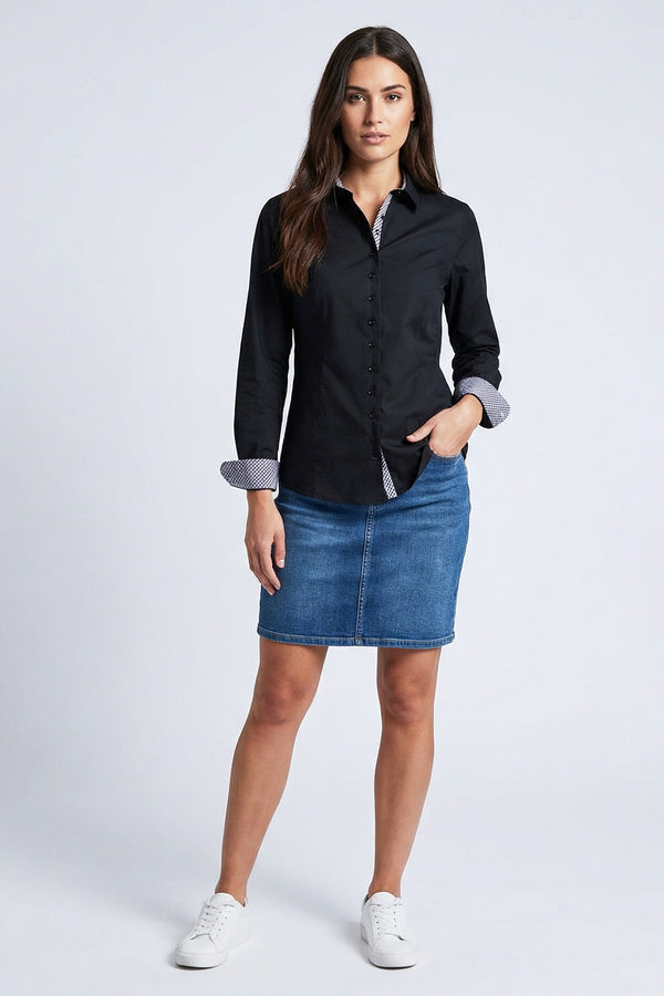 Beatrice Sport Poplin Stretch Women Shirt Black