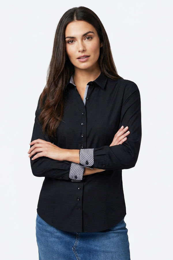 Beatrice Sport Poplin Stretch Women Shirt Black