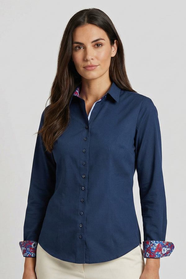 Beatrice Sport Poplin Stretch Women Shirt Blue